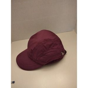 Women Lululemon Light Weight Hat Cap Adjustable Purple Corduroy Logo Zip Pocket
